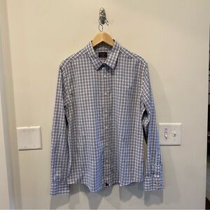 Untuckit button shirt slim men’s size large blue plaid wrinkle free